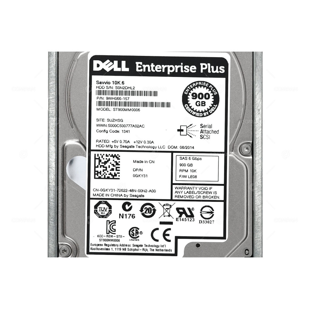 GKY31 EQL DELL HDD 900GB 10K SAS 6G 2.5" FOR PS-M4110 PS6100 PS6110 PS6210